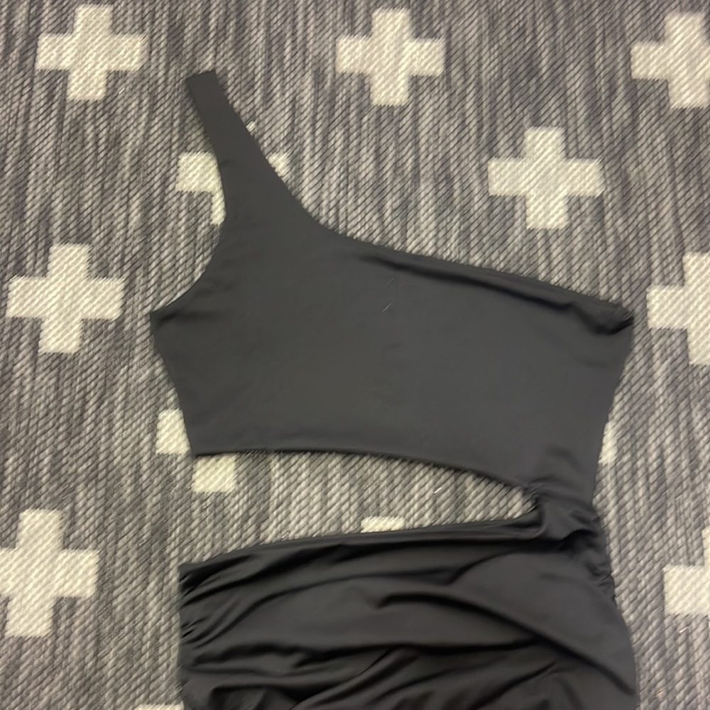 Spandex Black Medium One Shoulder Dress - Picture 2 of 5